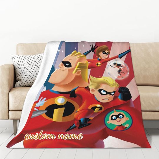 Custom Name Blanket Disney The Incredibles Tapestry Personalized Blankets Birthday Gift Customized DIY