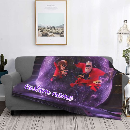 Custom Name Blanket Disney The Incredibles Tapestry Personalized Blankets Birthday Gift Customized DIY