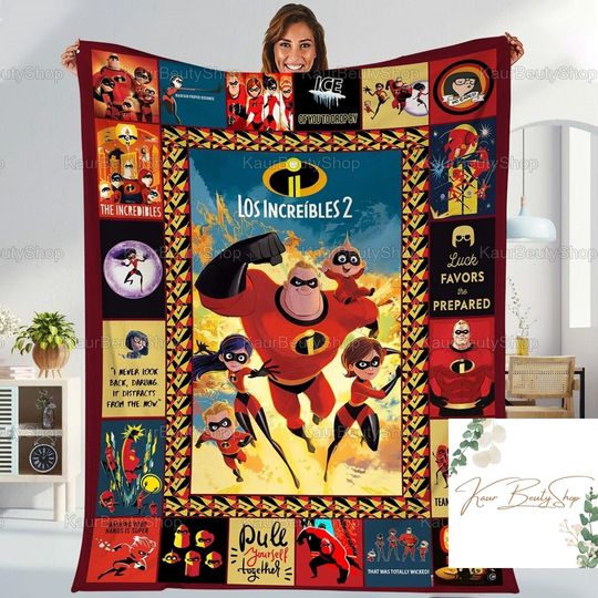 Halloween Incredibles 2 Blanket, Mr Incredible, Elastigirl Blanket, Horror Fleece Blanket, Magic Kingdom Blanket, Boy Birthday Gifts