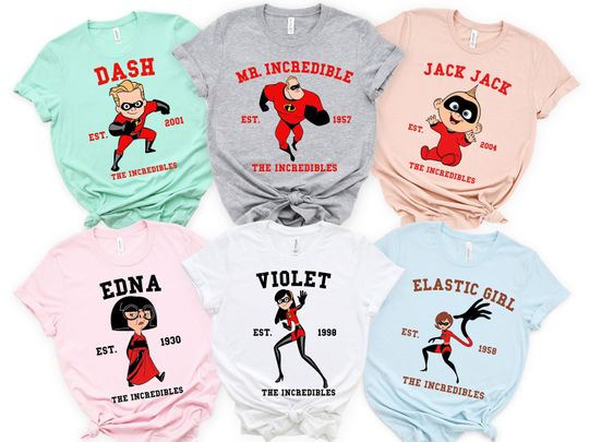 The Incredibles Varsity Shirt, Mr. Incredible and Elasticgirl, Disneyland Trip Family Shirt, The Incredibles Shirt, Dash Shirt, Violet Shirt