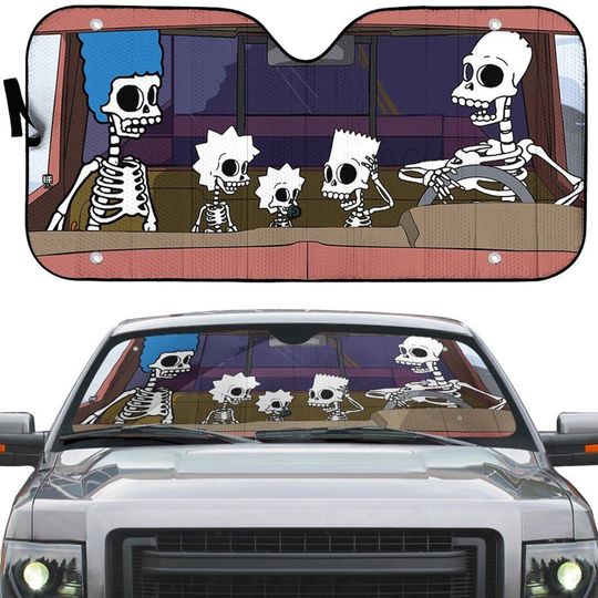 The Simpsons Skeleton Car Sun Shade Homer Simpson Halloween Car Sun Shade Car Windshield Car Accessories