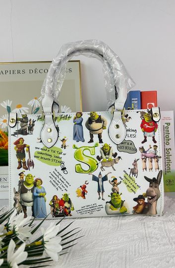 Shrek Leather Bag, Shrek Women Bags, Shrek Purses, Disney Lover's Handbag, Woman Handbag,Shrek Handmade Bag