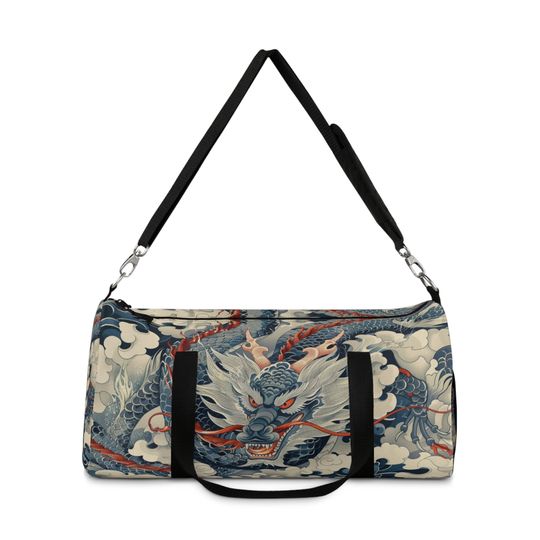 Manga Dragon Print Duffel Bag | Gym Bag | Dance Bag | Anime Travel Bag | Duffle Bag Women | Duffle Bag Men | Dragons Duffle | Vintage Anime