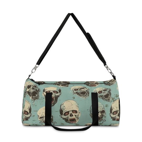 Retro Zombie Heads Duffel Bag | Retro Gym Bag | Dance Bag | Zombie Travel Bag | Duffle Bag Women | Duffle Bag Men | Duffle | Horror Lovers