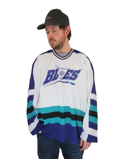 Vintage 80s 90s Bauer Police Blades Hockey Jersey Mens Size XL FOP Saskatoon Kansas City