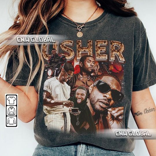 Usher 90s Music Rap Shirt, Bootleg Rapper Vintage Retro Y2K Shirt, Coming Home Retro Halftime Show Tour  Concert Tickets