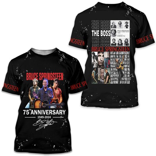 Discover Bruce Springsteen 75 Anniversarry 1049-2024 3D Shirt The Boss Signature Gift