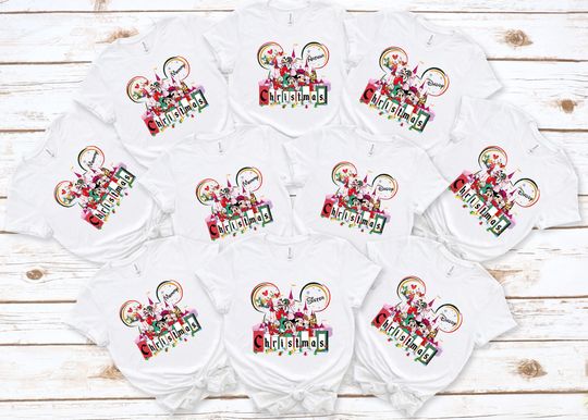 Disney Family Christmas Shirt, Family Christmas Matching shirt, Custom Disneyland Christmas t-shirt, Disney Character Christmas shirt family