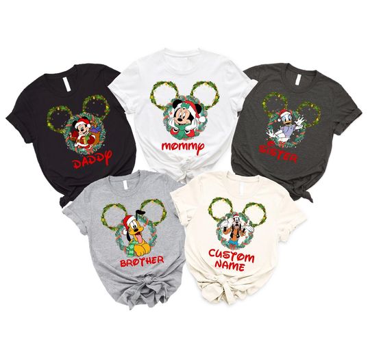 Custom Disney Character Christmas T-shirt, Disneyland Christmas T-Shirt, Family Christmas Matching Shirt, Disney Family Christmas Shirt