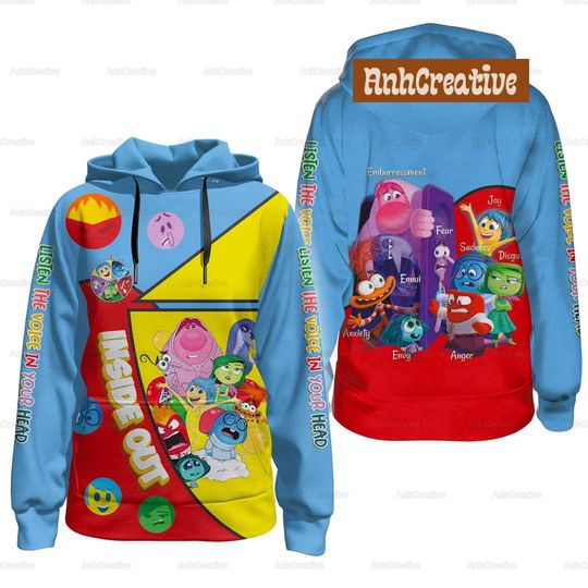Disney Inside Out Hoodie, Inside Out Merch, Disney Pixar Shirt, Disney Trip Shirt, Disney Family Shirts, Adult Hoodies, Inside Out Gift