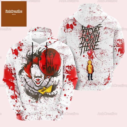 Halloween Pennywise T-Shirt, Pennywise Hoodie, Horror Movie Shirt, We All Float Down Here Shirt, Pennywise Gifts
