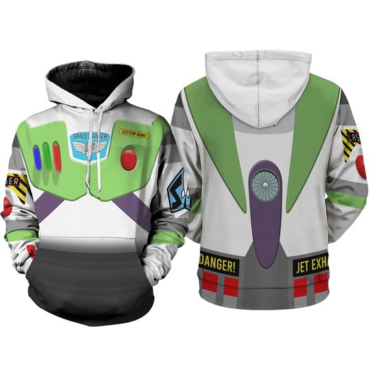 Toy Story 3D Full Over Print Hoodie, Custome Name Buzz Lightyear Space Ranger Cosplay Halloween, Magic Kingdom Sweatshirts Hoodie Apparel