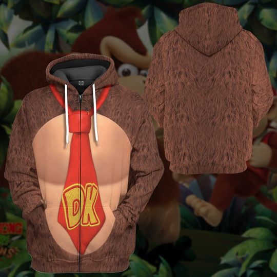 Donkey Kong Full Over Print 3D Hoodie, Mario Bros Video Game Sweatshirt Hoodie, Halloween Cosplay Tshirts