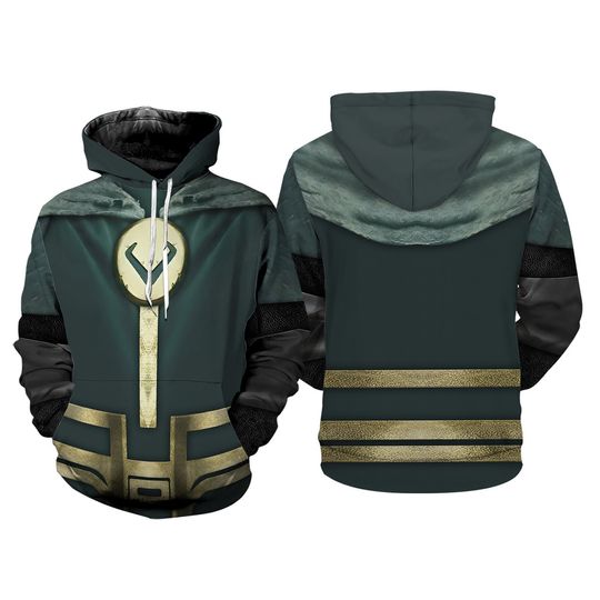 Loki Suit Cosplay Full Over Print 3D Hoodie, Loki TV Series Costume Shirt, Loki Leather Battle Suit Cosplay Costume Halloween 3D Shirt