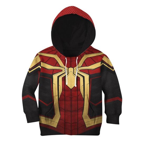 Avengers Spider Superhero Red And Golden Suit Full Over Print Hoodie, Avengers Superhero Sweatshirt Hoodie