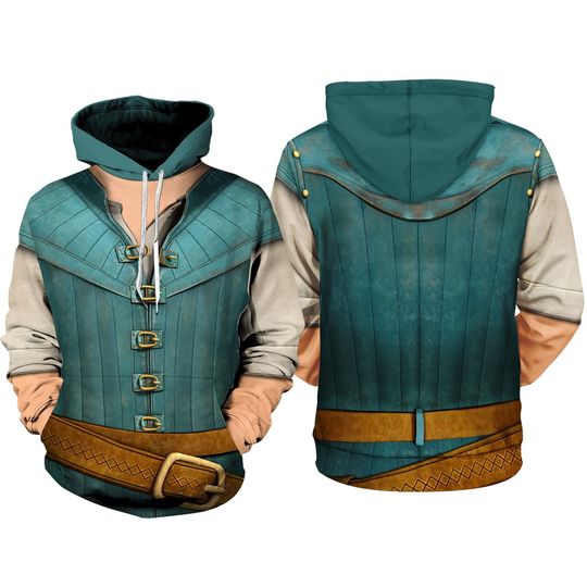 Flynn Rider Full Over Print 3D Hoodie, Prince Rapunzel Cosplay Shirt, Rapunzel Princess Tangled Movie Sweatshirt Hoodie, Halloween Cosplay