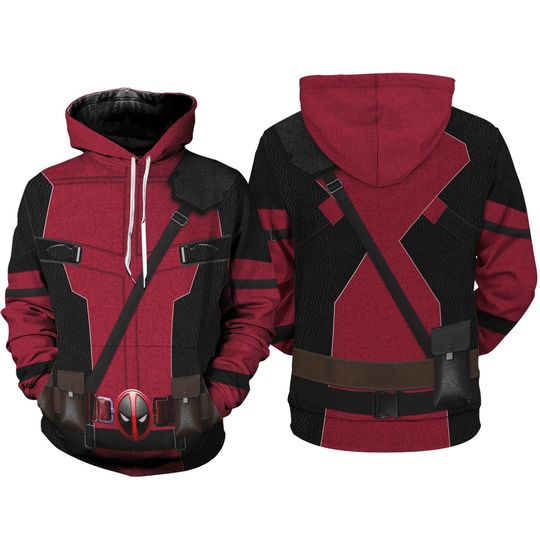 Deadpool Jersey Full Over Print Hoodie, Superhero Baseball Team Outfit, Baseball Fan Game Day Outfit, Custom Deadpool Baseball Jersey Team