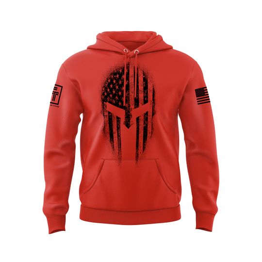 USA Flag American Spartan Military Veteran Patriotic Men's Army Marine Navy Air Force Men's Hoodie