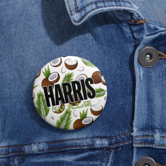 Kamala Harris and Tim Walz 2024 - Pin Buttons - Coconut Theme