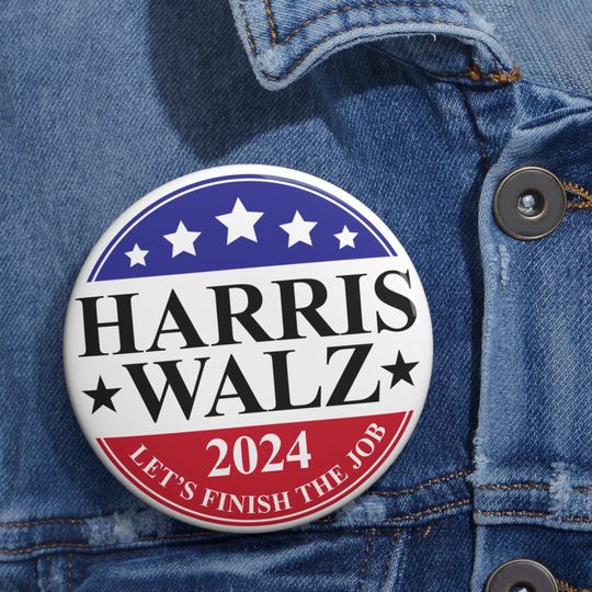 Harris Walz Democrat Button Election Pinback Kamala Harris 2024