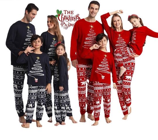 Christmas Family Pyjamas | Red or Navy | Christmas Matching Pajamas | Adult Kids Dogs Xmas Sets