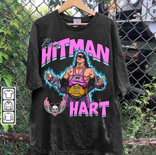 Vintage 90s Graphic Style Bret Hart TShirt - Bret Hart Hitman - American Professional Wrestler Tee For Man and Woman Unisex Shirt