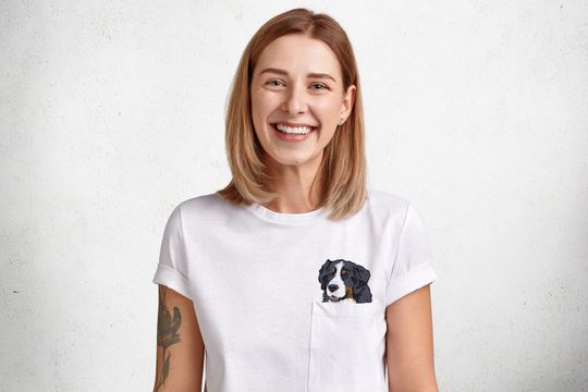 Bernese Mountain Dog Middle Finger Funny, Gift Ideas Pocket T-shirt, Pocket Shirt, Dog Middle Finger Shirt, Poodle Tee Pocket Shirt