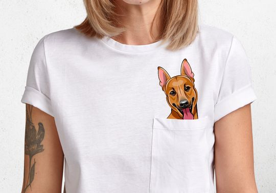 German Shepherd Dog With The Middle Finger Funny, Pocket T-shirt Dog Middle Finger Gesture Tee Fashion Gift Unisex T-shirt