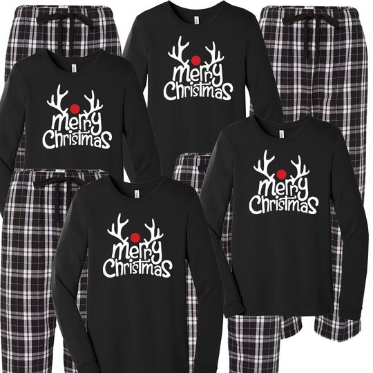 Merry Christmas Reindeer Pajamas, Merry Christmas Matching Family Pajamas, Christmas Gift, Family Matching Sleepwear