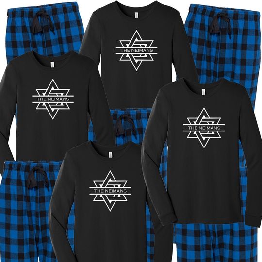 Personalized Star of David Pajamas, Merry Christmas Matching Family Pajamas, Christmas Gift, Family Matching Sleepwear