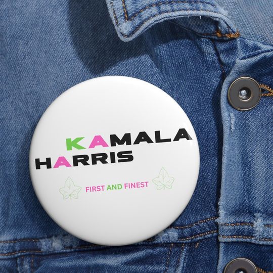 Kamala Harris Pin Button | Election 2024 Accessory, Stylish Gift, AKA Colors