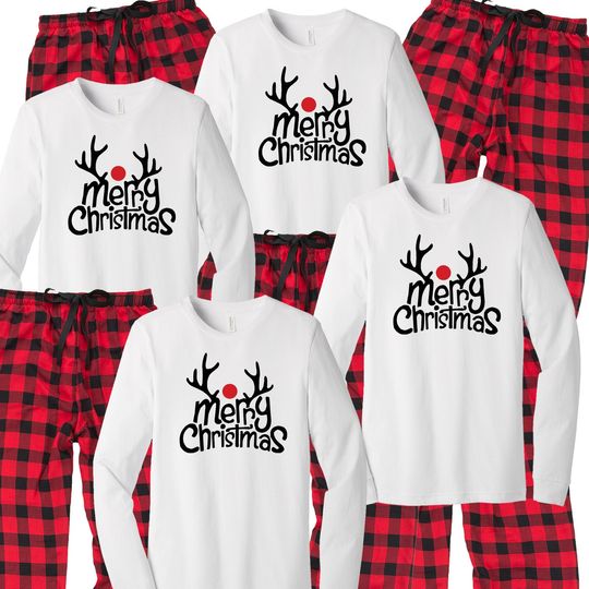 Merry Christmas Family Pajamas, Reindeer Pajamas, Reindeer Onesie, Matching Family Pajamas, Christmas Pajamas, Merry Christmas Onesie