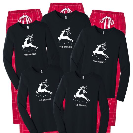 Reindeer Christmas Pajamas, Personalized Family Pajamas, Merry Christmas Matching Family Pajamas, Christmas Gift, Family Matching Sleepwear