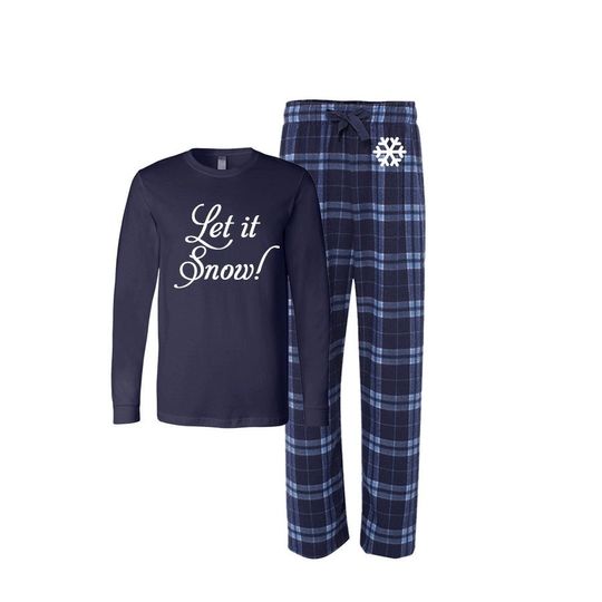 Let It Snow Flannel Pj Set, Adult Christmas Pajamas, Merry Christmas Matching Family Pajamas, Christmas Gift, Family Matching Sleepwear