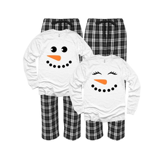 Snowman Pajamas, Snowmen Face Pajamas, Merry Christmas Matching Family Pajamas, Christmas Gift, Family Matching Sleepwear