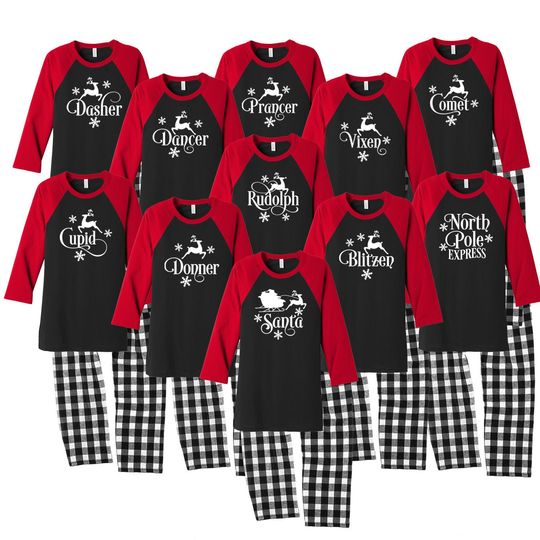 Reindeer Matching Family Pajamas, North Pole Express Christmas Pajamas, Merry Christmas Matching Family Pajamas, Christmas Gift, Family Matching Sleepwear