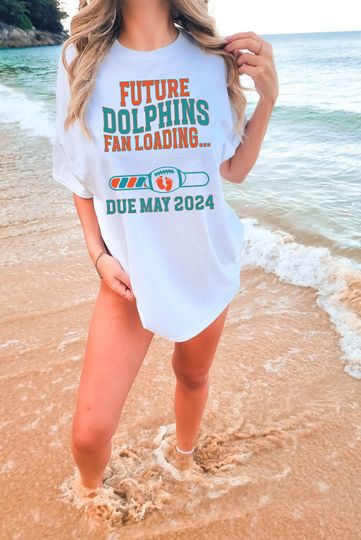 Miami Pregnancy Announcement Shirt Dolphins Football Baby Reveal Top Florida Game Day Maternity Outfit Baby Shower Sports Fan T-Shirt