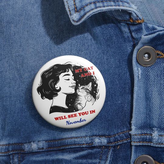 Kamala Harris Custom Pin Buttons, Childless Cat Lady Pin, Kamala Harris For President Pin