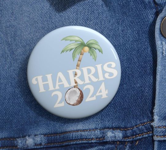 Kamala Harris Coconut Tree Pin, Political Campaign Button,Presidential Election Pin