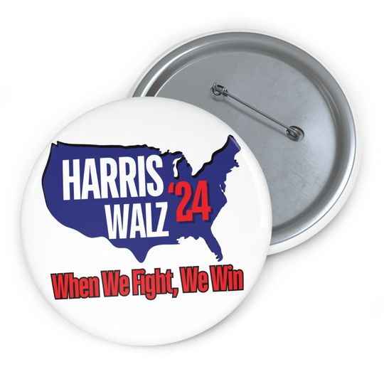 3 inch Harris and Walz 2024 Pin Buttons| Kamala Harris Madam President | Red White Blue