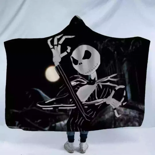 Skulls In The Moonlight 3D Hooded Blanket, Warm and comfortable, Gift For Birthday/Chistmas/New Year, For Him/Her