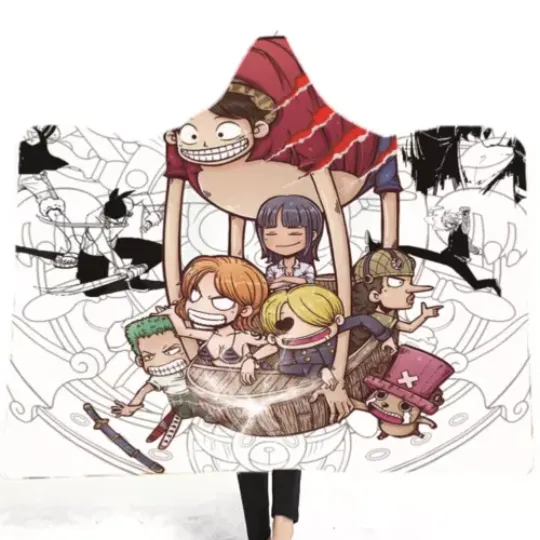 Cartoon Friends On Boats 3D Hooded Blanket, Warm and comfortable, Gift For Birthday/Chistmas/New Year, For Him/Her