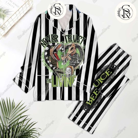 Beetle Juice Halloween Pajamas, Beetle Never Trust The Living Pajamas Set, The Juice Is Loose Shirt, Spooky Season Pajamas Pants, Halloween