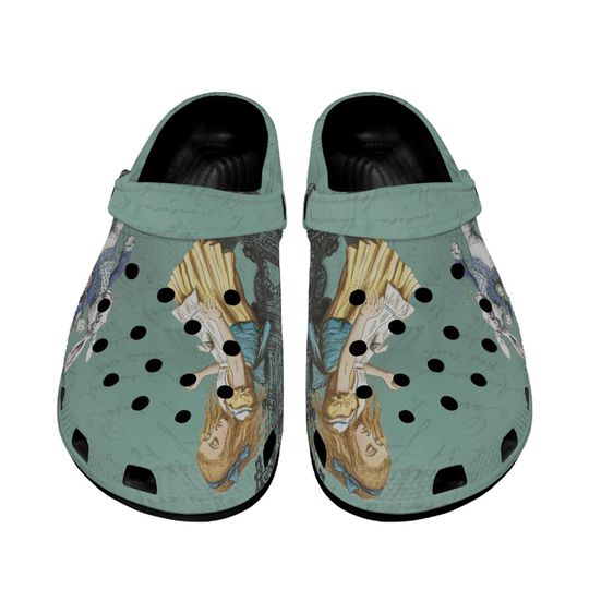 Alice in Wonderland Adult Clogs Style Black Sole, Comfortable Women Clogs