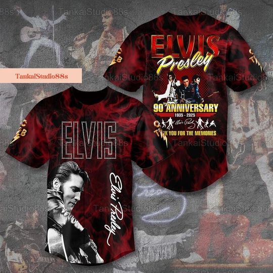 Elvis Presley Baseball Jersey, Elvis 90th Anniversary Jersey, Elvis 2024 Jersey Shirt, King Of Rock Shirt, Tour 2024 Shirt, Elvis Fan