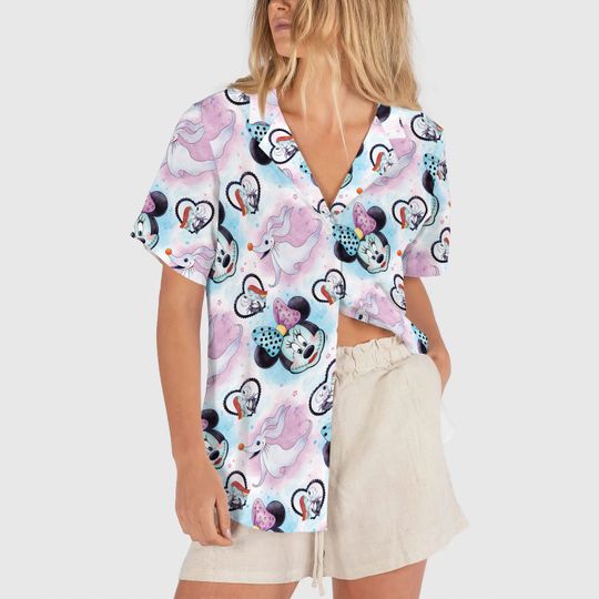Disney Nightmare Before Xmas Hawaiian Shirt, Tis the Season Halloween Button Up Shirt, Jack Sally Oogie Boogie Shirt