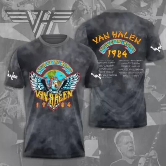 Rare!!! van World Tour 3D T-Shirt Merch Gift For Fans Short Sleeves, Cotton Short Sleeve Trendy Shirt