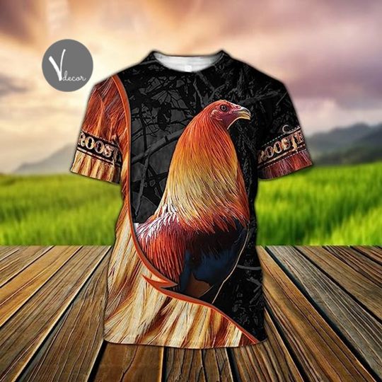 Personalized Rooster T-shirt, Custom Name Rooster Lover Shirt, Gift For Rooster Lovers, Father's Day Gift, Rooster Shirt For Him