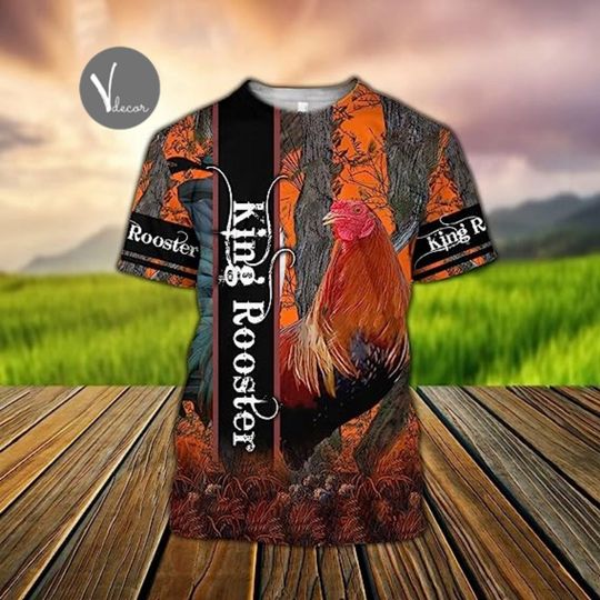 Personalized King Rooster T-shirt, Custom Name King Rooster Shirt, Gift For Rooster Lovers, Father's Day Gift, Rooster Shirt For Him