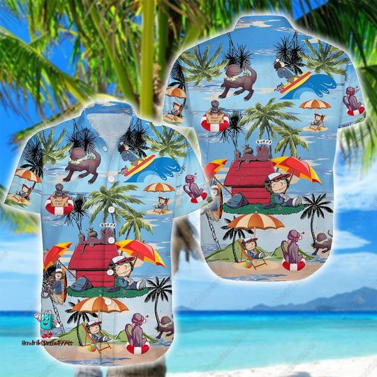 Vintage Demogorgon Stranger Things Button Shirt, Stranger Things Button Shirt, At Beach Holiday Button Shirt, Button Shirt Family